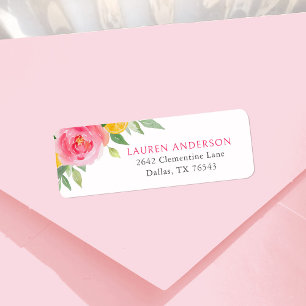 Etiqueta Dirección de devolución de Baby Shower de Floral r