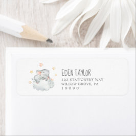 Etiqueta Dirección de devolución de Baby Shower de Little E