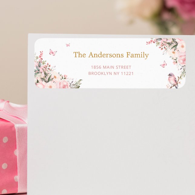 Etiqueta Dirección de devolución de Baby Shower Floral Prin (Subido por el creador)