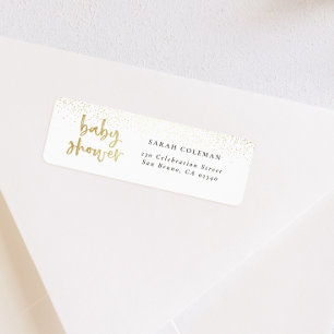 Etiqueta Dirección de devolución de Baby Shower Gold cepill