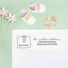 Etiqueta Dirección de devolución de Baby Shower moderna y n
