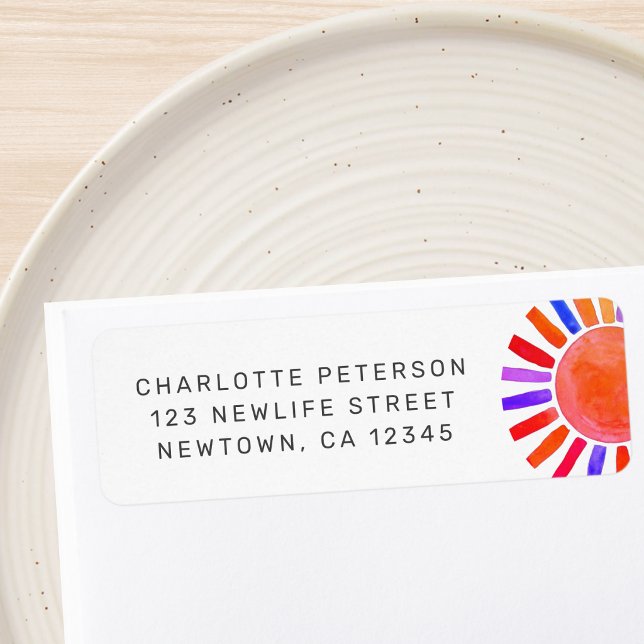 Etiqueta Dirección de devolución de Baby Shower Sun (Subido por el creador)