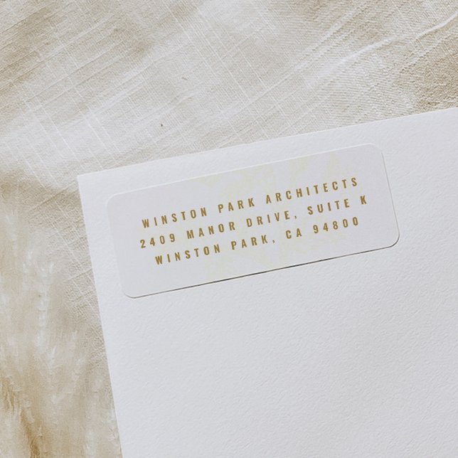 Etiqueta Dirección de devolución de bifurcación prosperada  (White and golden modern return address label.)