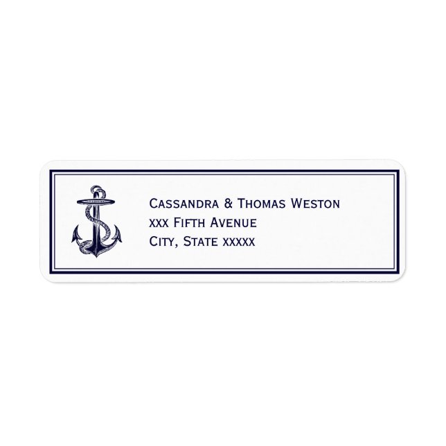 Etiqueta Dirección de devolución de Blu Framed Anchor Navy  (Frente)