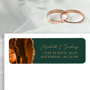 Etiqueta Dirección de devolución de boda Agate Burnt Orange