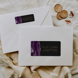 Etiqueta Dirección de devolución de boda Agate Purple Dark