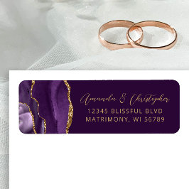 Etiqueta Dirección de devolución de boda Agate Purple Plum