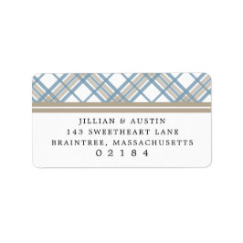 Etiqueta Dirección de devolución de Boda azul y azul simple