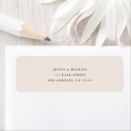 Etiqueta Dirección de devolución de boda beige minimalista