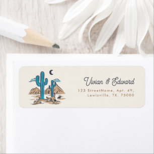 Etiqueta Dirección de devolución de boda Boho Desert Cactus