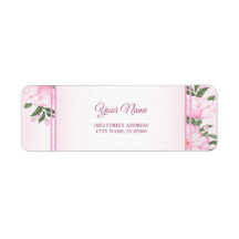 Dirección de devolución de boda con flores rosadas