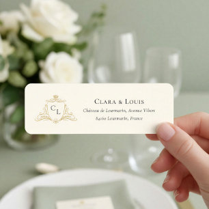 Etiqueta Dirección de devolución de boda con monograma de C