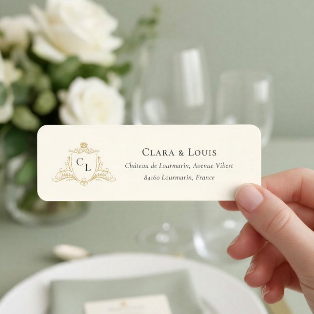 Etiqueta Dirección de devolución de boda con monograma de C (Subido por el creador)