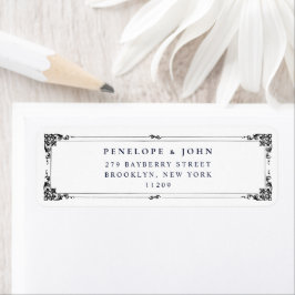 Etiqueta Dirección de devolución de boda con serif minimali