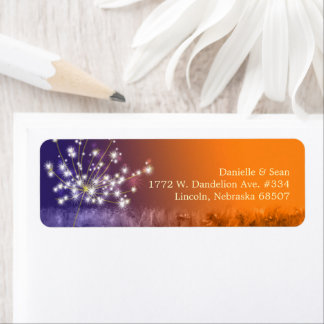 Etiqueta Dirección de devolución de Boda Cute Sunset