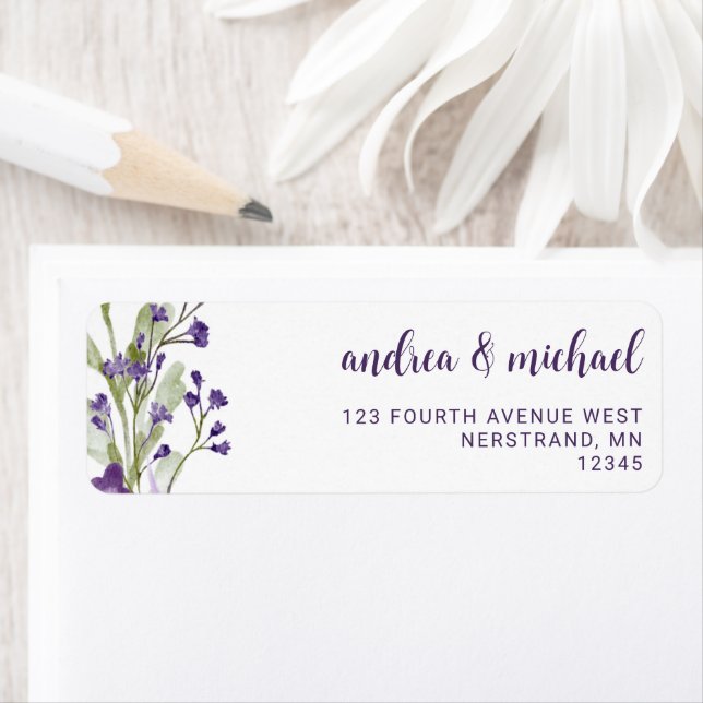 Etiqueta Dirección de devolución de boda de flor silvestre  (In situ)