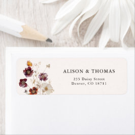 Etiqueta Dirección de devolución de boda de florales de oto