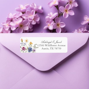 Etiqueta Dirección de devolución de boda de flores silvestr