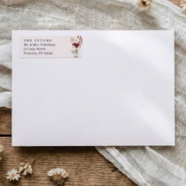 Etiqueta Dirección de devolución de boda de flores silvestr