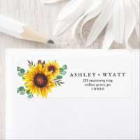 Dirección de devolución de boda de girasol amarill