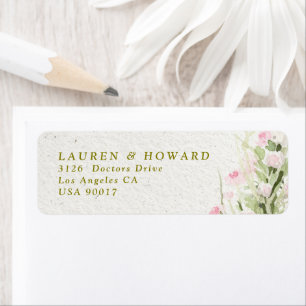 Etiqueta dirección de devolución de boda de jardín floral f