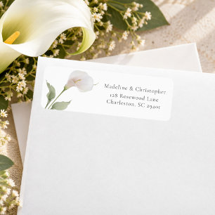 Etiqueta Dirección de devolución de boda de lirio de Calla 