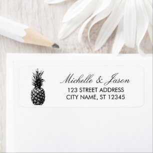 Etiqueta Dirección de devolución de boda de piña tropical