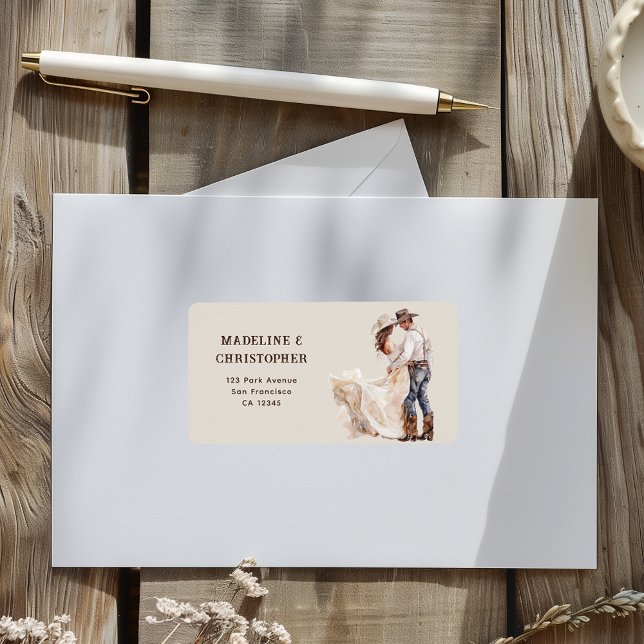 Etiqueta Dirección de devolución de boda de rancho occident (Subido por el creador)