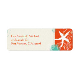 Etiqueta Dirección de devolución de Boda de Red Aqua Beach 