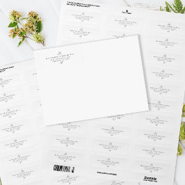 Etiqueta Dirección de devolución de boda elegante Hojas bla