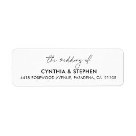 Etiqueta Dirección de devolución de boda elegante y simple 