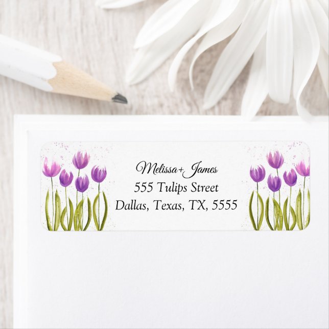 Etiqueta Dirección de devolución de boda en acuarela floral (In situ)