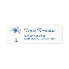 Etiqueta Dirección de devolución de boda en Blue Palm Beach