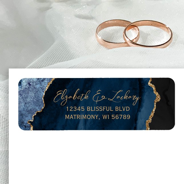 Etiqueta Dirección de devolución de boda en guión de ágata  (Subido por el creador)
