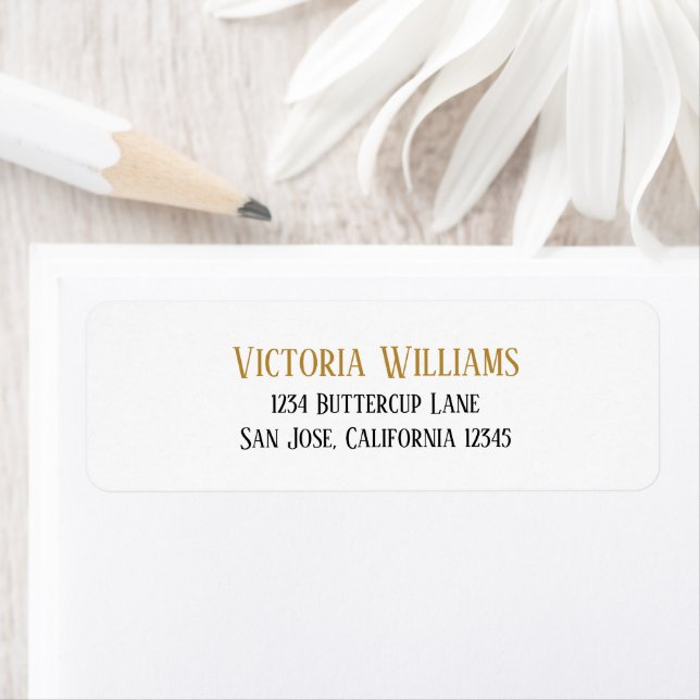 Etiqueta Dirección de devolución de boda en negro minimalis (In situ)