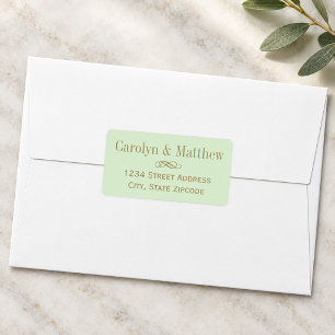 Etiqueta Dirección de devolución de boda en verde antiguo d