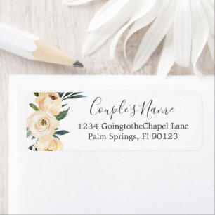 Etiqueta Dirección de devolución de boda floral beige blanc