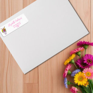 Etiqueta Dirección de devolución de boda floral Love In Blo