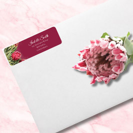 Etiqueta Dirección de devolución de boda floral Protea rosa