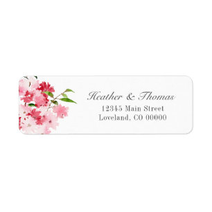 Etiqueta Dirección de devolución de boda floral rosa rojo a