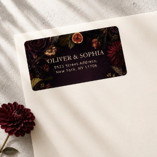 Etiqueta Dirección de devolución de boda floral vintage tem