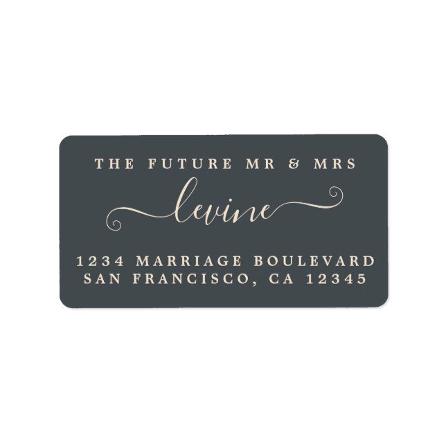 Etiqueta Dirección de devolución de boda Future Mr Mrs Off- (Frente)