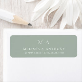 Etiqueta Dirección de devolución de boda minimalista verde
