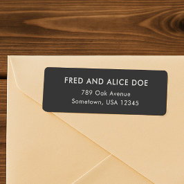 Etiqueta Dirección de devolución de Boda negro sofisticada