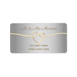 Etiqueta Dirección de devolución de Boda plateado