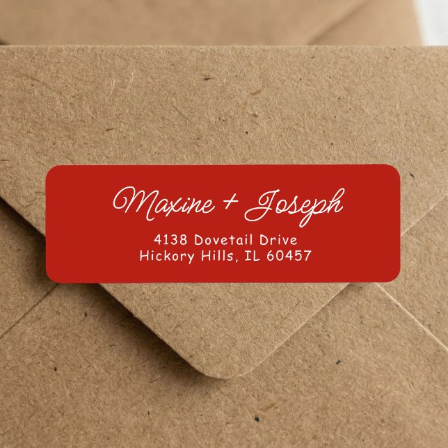 Etiqueta Dirección de devolución de boda Retro Rojo y Blanc (Retro red and white wedding return address label adds a charming touch to wedding mail.)