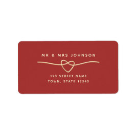 Etiqueta Dirección de devolución de Boda rojo simple