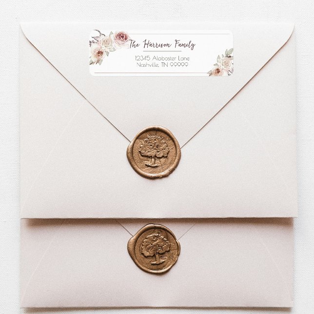 Etiqueta Dirección de devolución de Boda Rosa bohemio (Bohemian Rose Wedding Return Address Label)