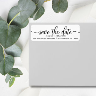 Etiqueta Dirección de devolución de boda SAVE THE DATE Blan