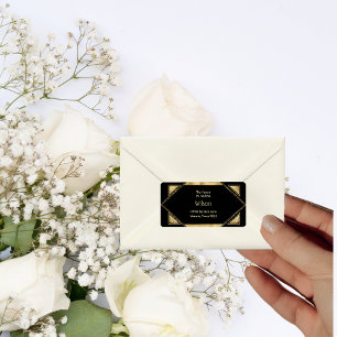 Etiqueta Dirección de devolución de boda vintage de Art Dec